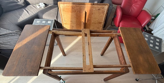 Image 1 of Klassieke uitschuifbare compacte eiken keukentafel (104x74x78) 