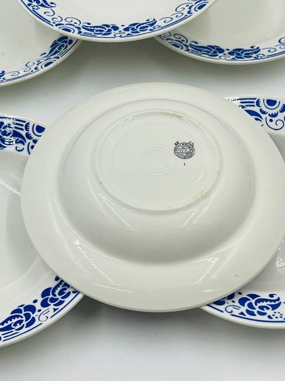 Set van 6 Boch soepborden in kasjmierblauw. – Boch La Louvière, Servies, Ceramic (photo 9 of 10)