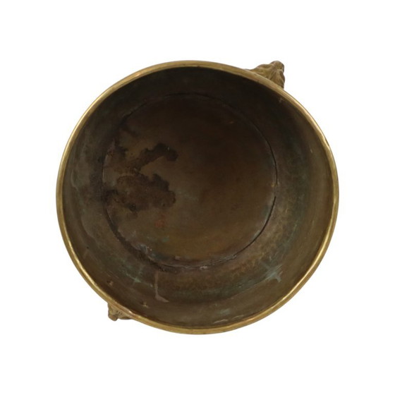 Large Jardinière Flowerpot Hammered Brass Lionheads – Decorative Objects (photo 8 of 15)