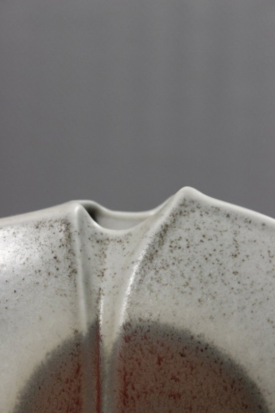 Image 1 of Porcelana Virebent - Jarrón con forma de lente y decoración abstracta, diseño modernista, década de 1970