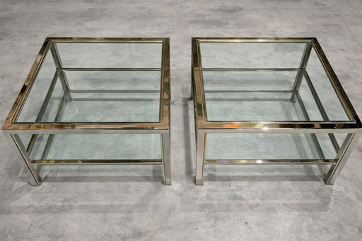Pair of side tables or end tables, Maison Charles, France, circa 1970