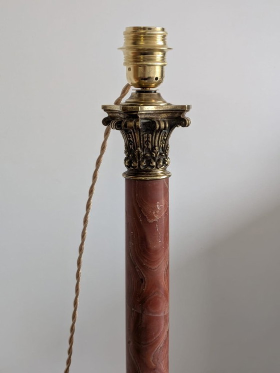 Elegant Neoclassical Column Lamp in Marble and Bronze, Table lamps, Stone, Gold (photo 6 of 13)