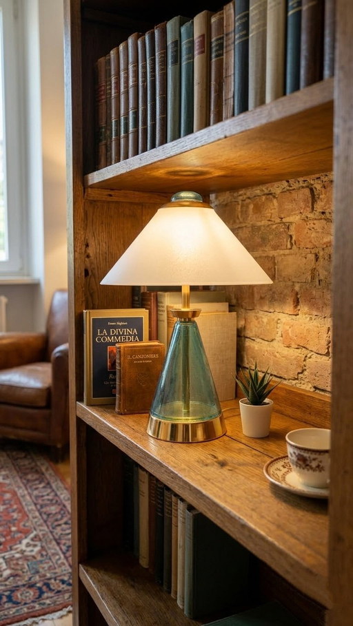 Murano Large Table Lamp Sylcom H 44 cm / 2 Lights Emerald Color New