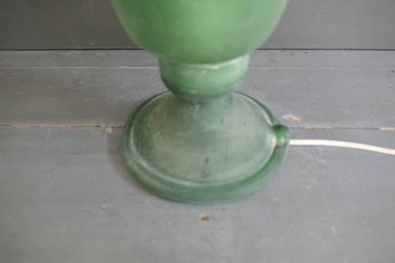 Image 1 of Vintage Italian green glass Murano Scavo lamp