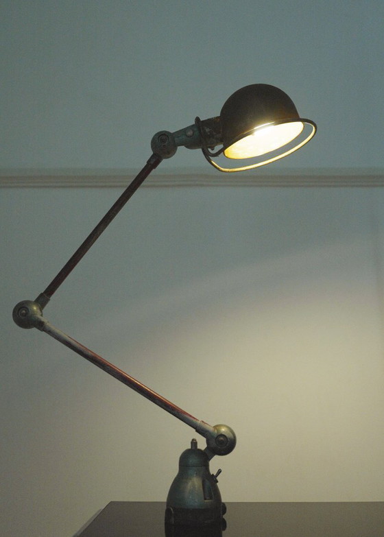 Image 1 of Vintage 1950s Jieldé Lamp Standard Industrial Wall Light, Two-Arm Early Model Riveted Label, French Factory Workshop Patina, 195