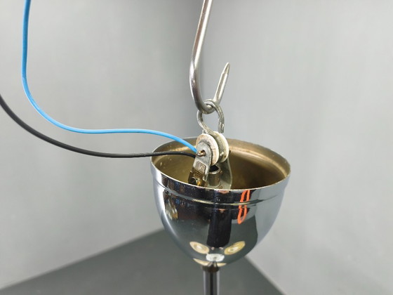 Image 1 of Art Deco Chandelier by Napako, Chrome & Marble Glass, 1930s