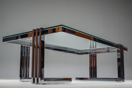 Image 1 of Vintage salontafel in chroom en glas, jaren 1960