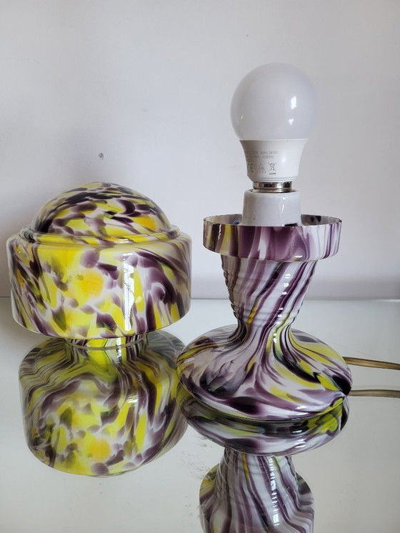 Image 1 of Lampe de table Art déco en verre opalin multicolore, Verreries de Scailmont, Henri Heemskerk, Belgique,années 1930