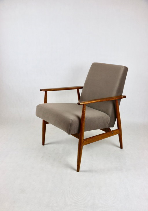 Sedia Fox Lis in velluto marrone cioccolato chiaro, anni '70