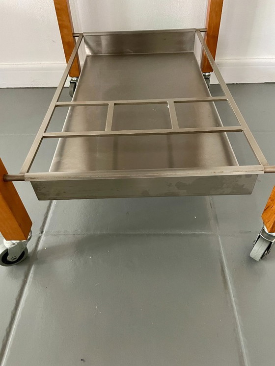 Image 1 of Chariot de bar vintage au design scandinave avec glacière intégrée en métal