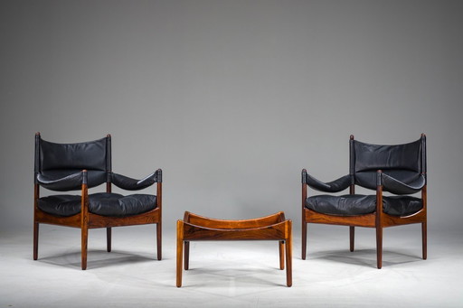 Mid Century Moderne Deense Palisander fauteuils en salontafel van Kristian Vedel voor Sören Willadsen, jaren 1960, set van 3