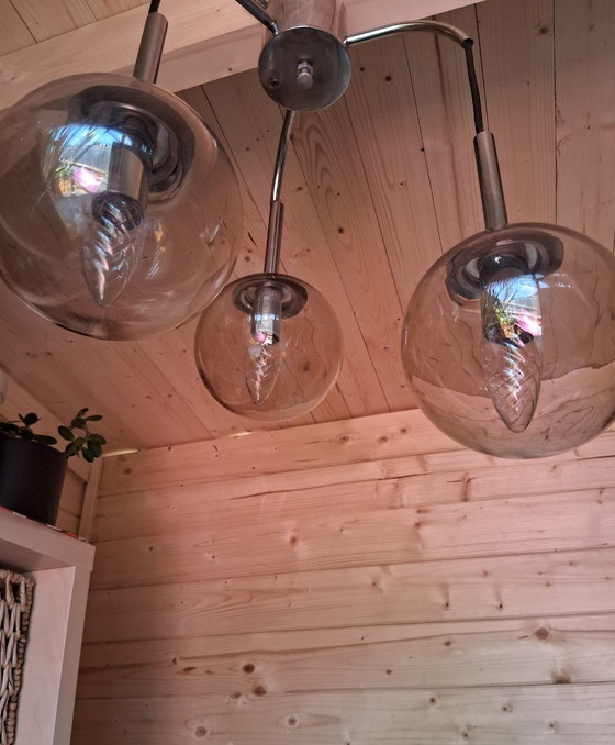 Image 1 of Cascade lamp, jaren 60,70 rookglas