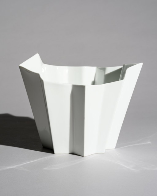 XL Hutschenreuther “Archais” Sculptural Glossy Porcelain Vase Heinrich Fuchs