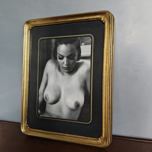 Fotografía erótica vintage de desnudo en un marco dorado — Revista Dummy n.° 29, 1972 – decoratieve objecten, Paper