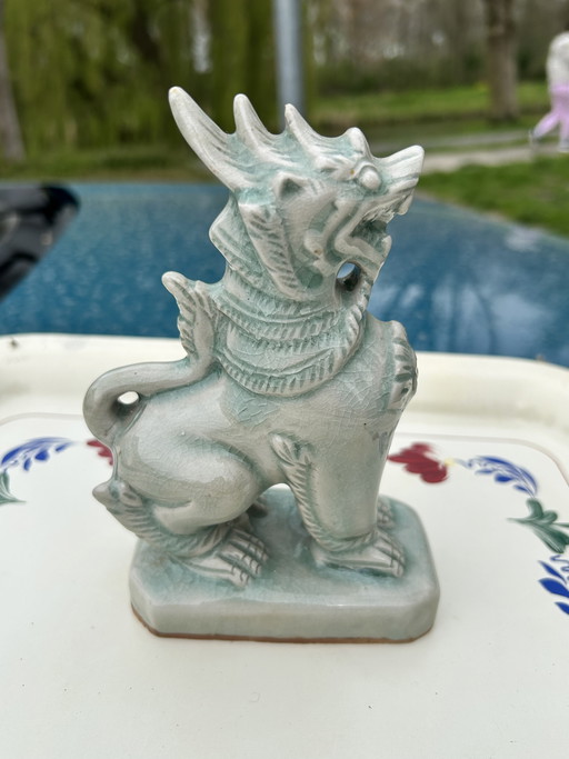 Celadon Foo dog guardian figure 