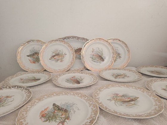 Superb Limoges Porcelain Fish Service, limoges France, Table accessories, Beige (photo 4 of 5)
