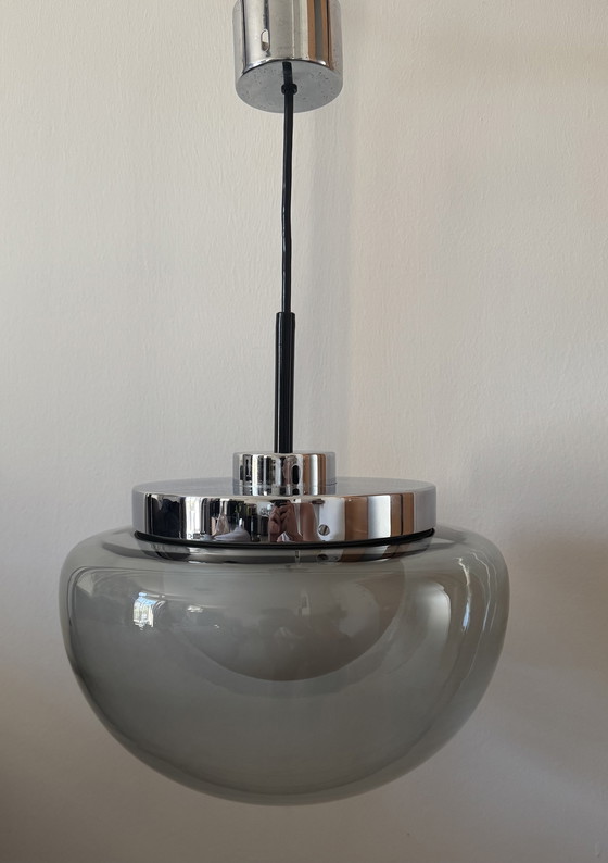Image 1 of Suspension originale STAFF Lighting - Années 1970, Chrome et verre fumé