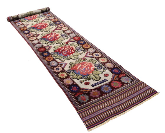 Image 1 of Afghan Kelim Deco Art Handwoven New Rug 253 x 75 cm