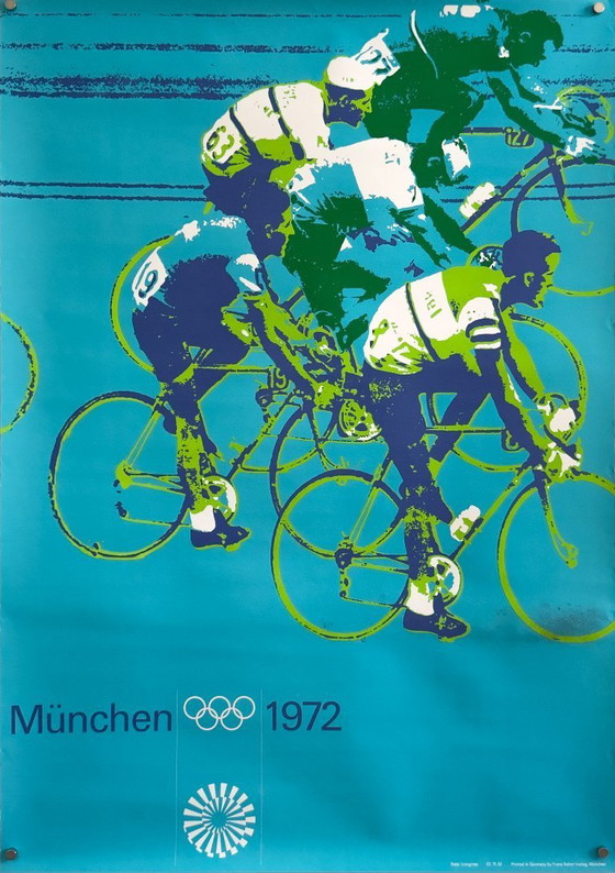 Image 1 of München 1972 – Cycling (Rennrad) – 1972 – Original Vintage Poster by Otl Aicher | Lithograph Plakat | 84.1 × 59.4 cm | Germany