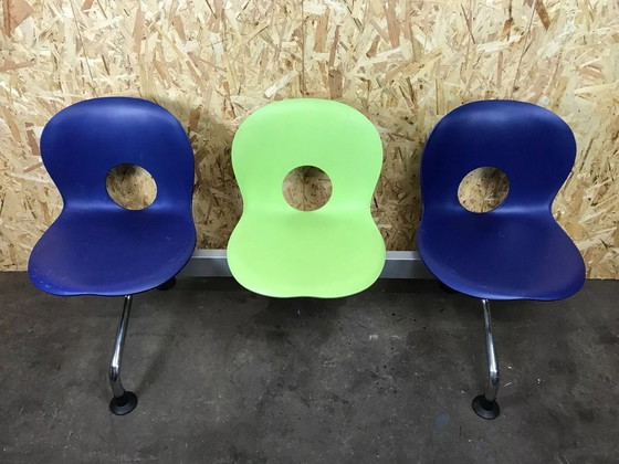 Image 1 of Banc 3 places Paul Barbieri Oliva Rexite 3 places Chaise Banc d'attente Chrome Italy