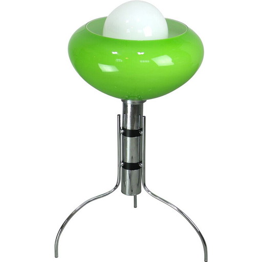 Mid-century Italian green glass floor lamp