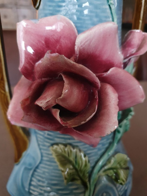 Image 1 of Art Nouveau vase ca. 1900 - relief rose - 27 cm