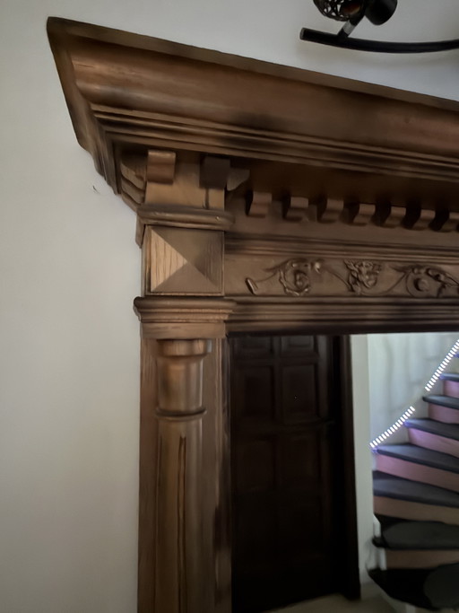 Specchio antico in legno massello – Cornice intagliata a mano – 195 × 110 cm