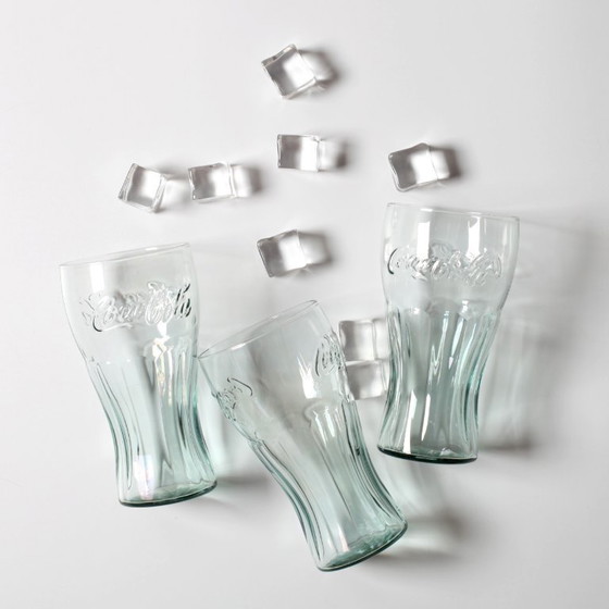 Image 1 of Set di 3 bicchieri vintage Coca-Cola / Georgia Green, forma classica, 330 ml / anni 2000