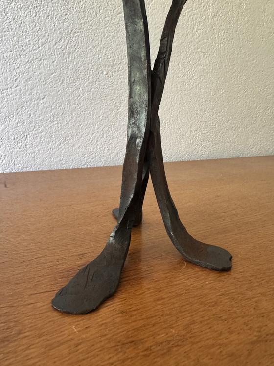 Image 1 of 60's Brutalist style wrought iron candlestick