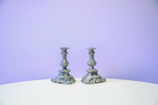 Set of 2 brutalist gothic candle holders