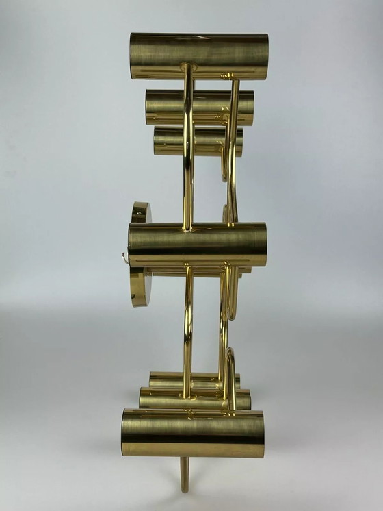 Image 1 of 60s 70s 9-lichts plafondlamp van Leola Leuchten Duitsland in messing