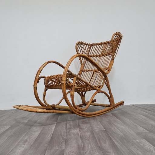 Poltrona a Dondolo Rocking Chair Francese Vintage Design Modernariato 1960’s