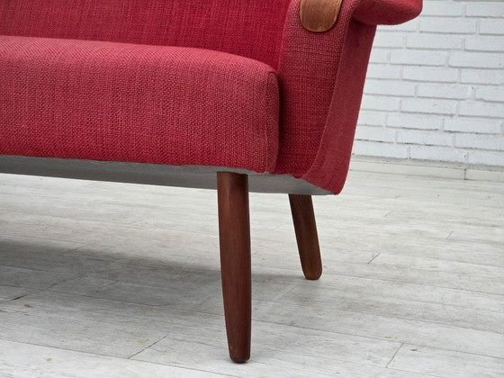 Image 1 of Dänisches 2-Sitzer-Sofa aus den 1970er Jahren, Möbelstoff, Teakholz.