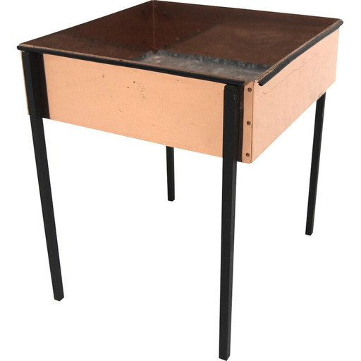Jardinière scandinave vintage en métal et hêtre, Suède 1960