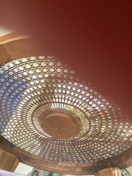 Image 1 of Beautiful Chippendale table with Viennese caning and glass top, round