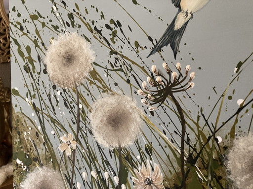 Hand-Painted Painting Dandelion Field By J&S