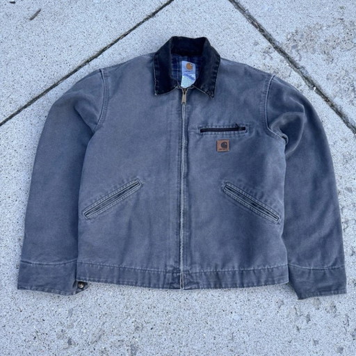 Carhartt Detroit J97 MTL Grijze Canvas Jas met Dekenvoering, Maat M