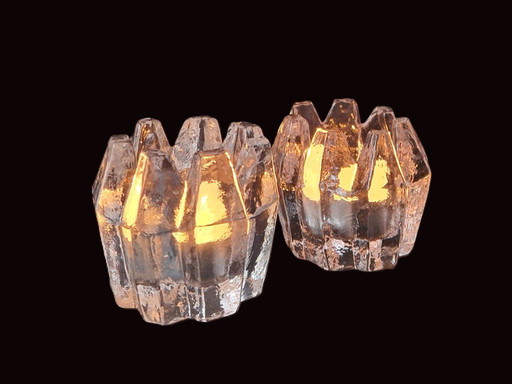 Lindshammar Suecia - 2 candelabros macizos "Grotta" de Christer Sjögren - ¡1031 gramos!