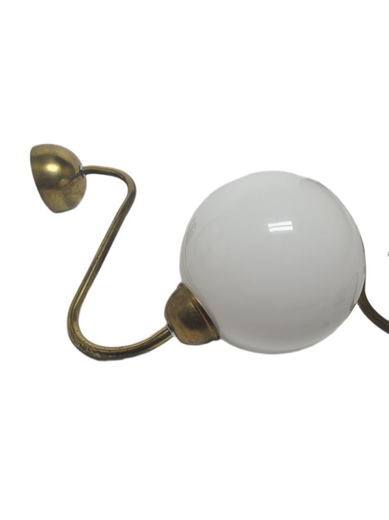 Art Deco wandlamp, Polen, jaren 1950 – Wandlampen, Glass, Brass (photo 4 of 5)