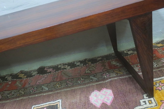 Image 1 of Leif Hansen Curved Coffee Table on Sled Feet, Denmark 1960s