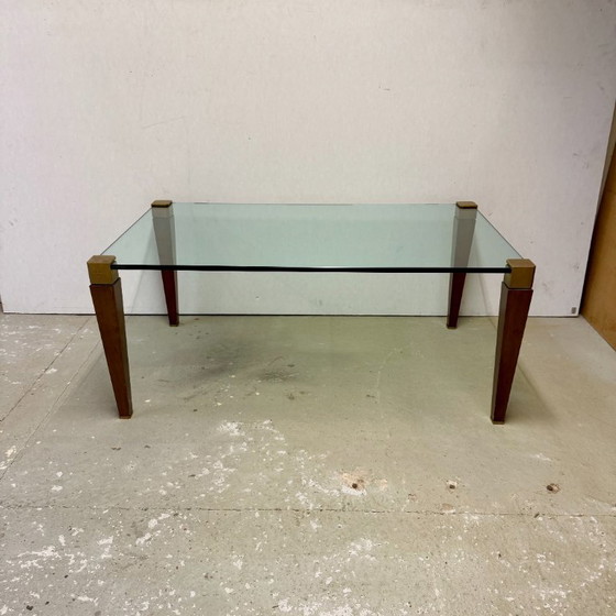 Peter Ghyczy design salontafel messing glas 1970 – Wood, Vintage (photo 7 of 9)