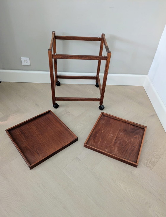 Image 1 of Vintage Scandinavisch design, houten trolley, barcart 