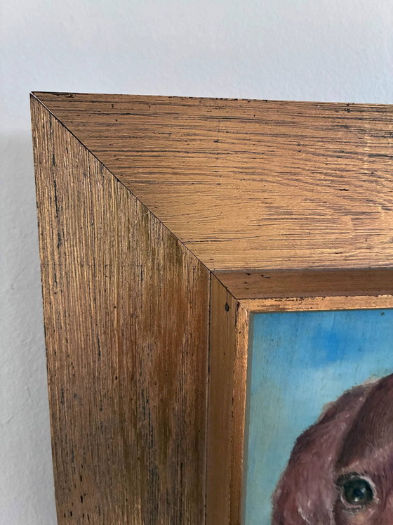 Vintage original dog portrait oil painting, signed animal art – Paintings & Drawings, Wood, Canvas (photo 13 of 19)