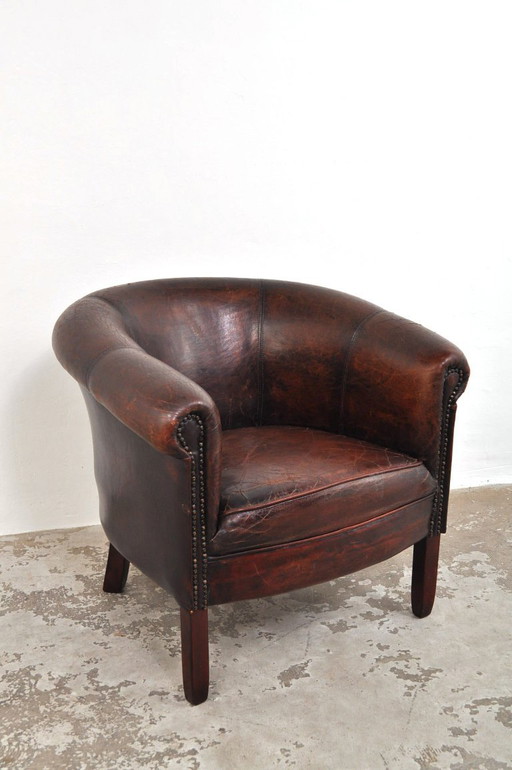 Poltrona club in pelle vintage