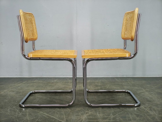 Image 1 of Ein Paar italienische Cesca-Freischwingerstühle nach Marcel Breuer, 1970er Jahre