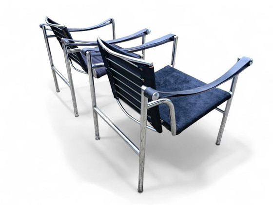 Image 1 of 2x Perriand jeanneret Le Corbusier chaise longue LC1 Cassina pony negro años 60