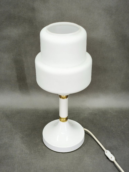 Drukov Opalglas- und Messing-Tischlampe, Tschechoslowakei, 1970er Jahre – tafellampen, Metal (photo 2 of 9)