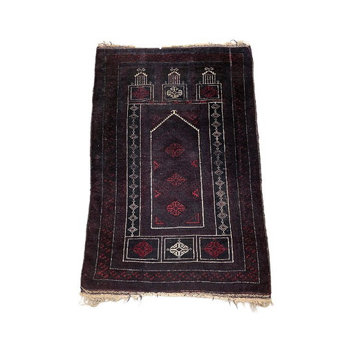 Vecchio tappeto Baluch in lana annodato a mano, metà del XX secolo