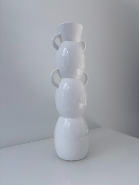 Tall White Design Vase – Modern Organic Shape – Ceramic (photo 6 of 9)