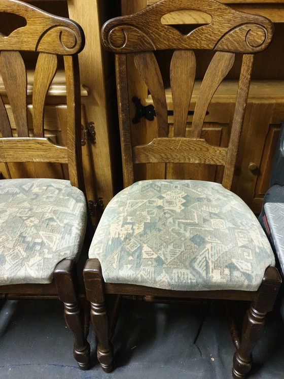 Image 1 of 6 eiken eetkamer stoelen 